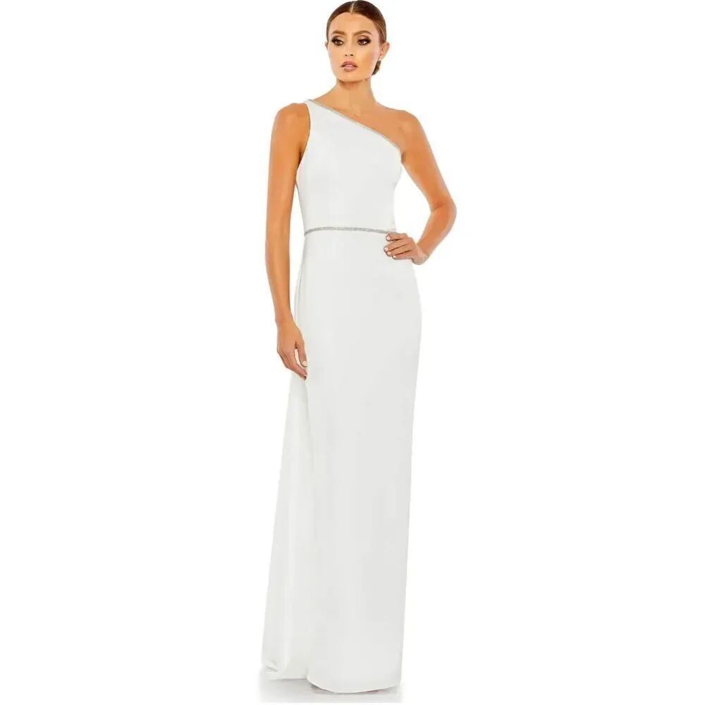 Mac Duggal 49564 - One Shoulder Rhinestone Trim Evening Dress Size 0